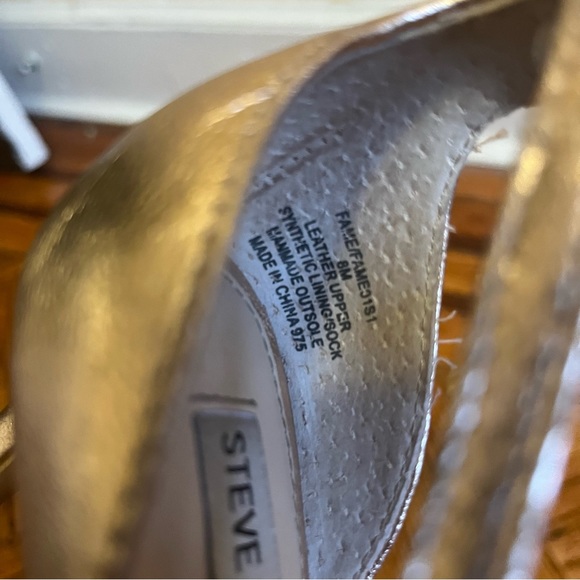 Rose Gold Leather Steve Madden Heeled Sandals - Picture 2 of 5